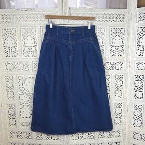 Vtg Lee Dark Wash Denim Maxi Skirt Sz Small Long Y2K Retro Modest Western
